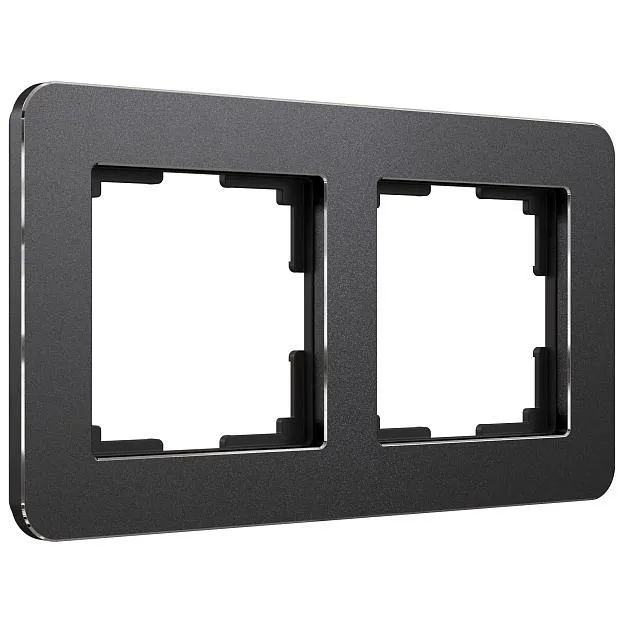 Рамка на 2 поста Werkel W0022608 Platinum черный алюминий a059213 Рамка на 2 поста Werkel W0022608 Platinum черный алюминий a059213