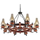 светильник подвесной, E27, 8x60W Velante 583-703-08 Деревянный стиль