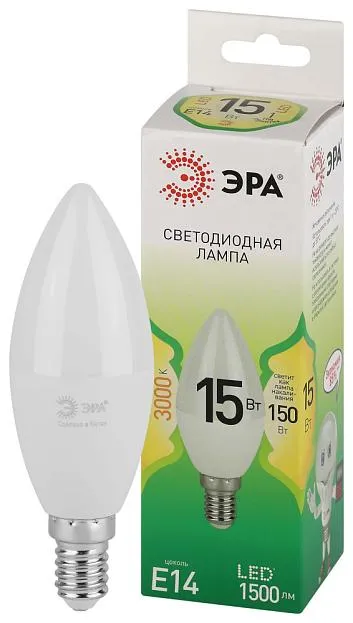 Лампочка светодиодная ЭРА LED B35-15W-830-E14 GL