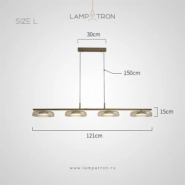 Реечный, рядный светильник CRISPIN L 4 плафона. Янтарное стекло Lampatron 8776-24691 Реечный, рядный светильник CRISPIN L 4 плафона. Янтарное стекло Lampatron 8776-24691