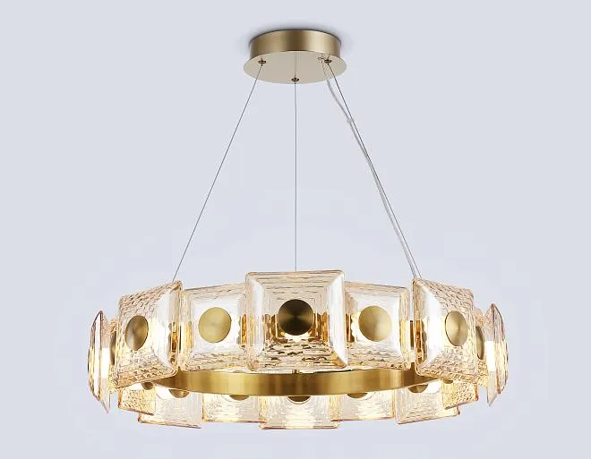 Подвесная люстра Ambrella light LH31027 BS/TI латунь/янтарь 72W 3000K D700*150 Подвесная люстра Ambrella light LH31027 BS/TI латунь/янтарь 72W 3000K D700*150
