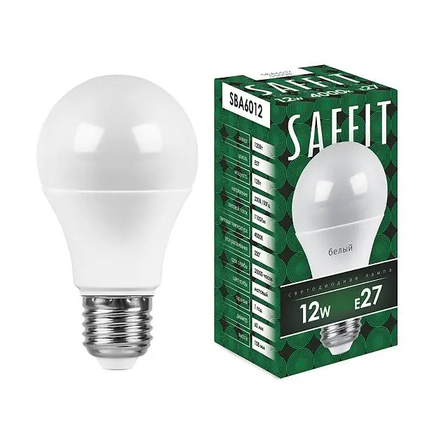 Лампа светодиодная Saffit 55008 SBA6012 Шар E27 12W 4000K Лампа светодиодная Saffit 55008 SBA6012 Шар E27 12W 4000K