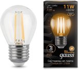 Лампа Gauss 105802111 E27 11W 2700K прозрачная Filament Globe