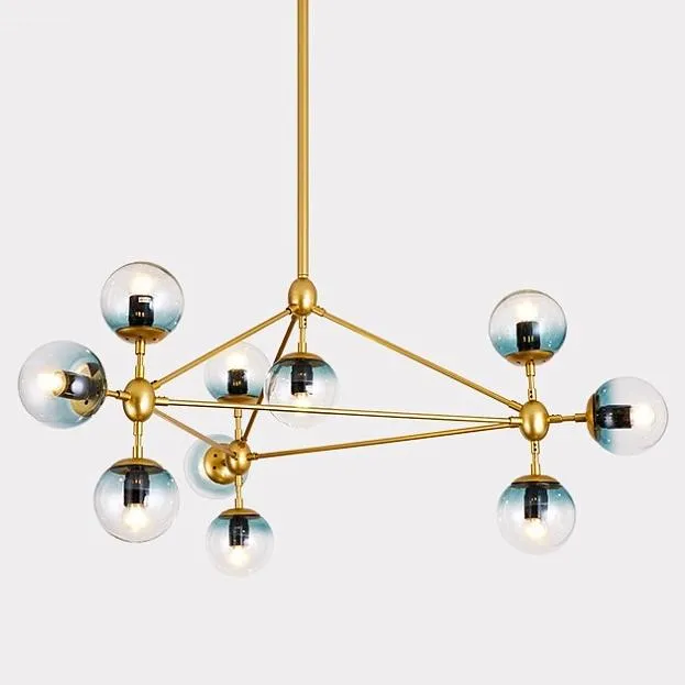 Люстра на штанге Modo Chandelier Globes Blue Ambre Gold ImperiumLoft 73448-22 40.1893