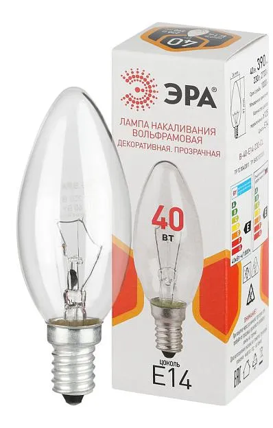 Лампочка накаливания ЭРА B-40-E14-230-CL