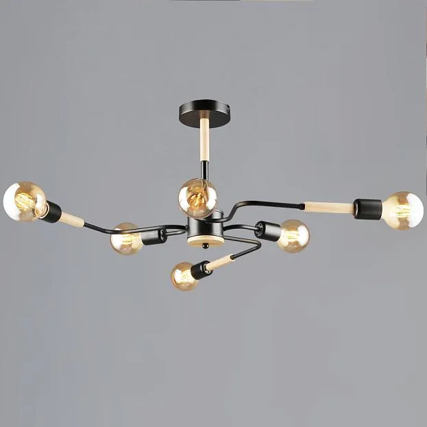 Потолочная люстра Reluce 10070-0.3-06 BK+WOOD