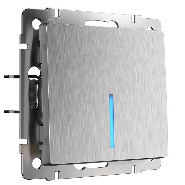 Выключатель одноклавишный с подсветкой werkel w1110109 встраиваемые механизмы серебряный рифленый a050902