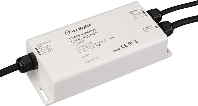 Усилитель SMART-RGBW-WP (12-36V, 4x5A) (, IP67 Пластик, 5 лет) Arlight 029918 Усилитель SMART-RGBW-WP (12-36V, 4x5A) (, IP67 Пластик, 5 лет) Arlight 029918
