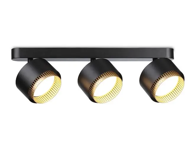 Настенно-потолочный поворотный спот Ambrella light TN71295/3 BK/GD Настенно-потолочный поворотный спот Ambrella light TN71295/3 BK/GD