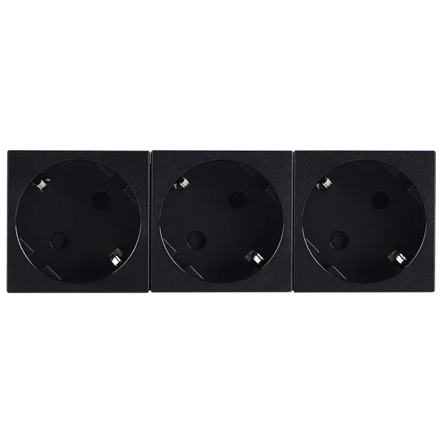 Розетка 3х2К+З нем.ст., 45 гр., с з/ш, черн. матовая (135х45мм), Donel DF6D3ANM 45х45 Розетка 3х2К+З нем.ст., 45 гр., с з/ш, черн. матовая (135х45мм), Donel DF6D3ANM 45х45