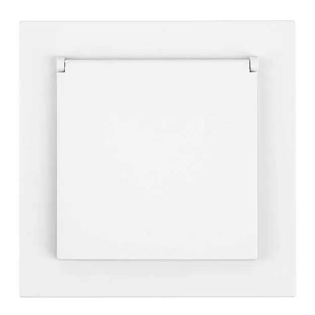 Розетка 1-местная с крышкой с защ. штор, с/з, 250В, 16А, RST16-3112-01, белая магнолия Stekker 50441 Мия