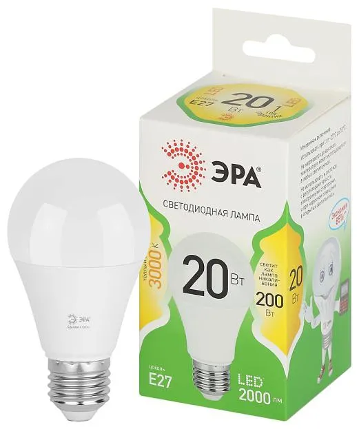 Лампочка светодиодная ЭРА LED A60-20W-830-E27 GL