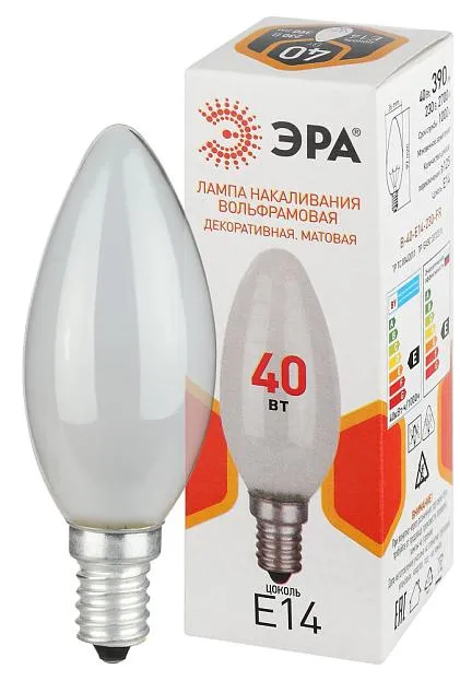 Лампочка накаливания ЭРА B-40-E14-230-FR