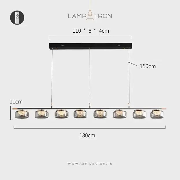 Реечный, рядный светильник MAYER LONG 8 плафонов Lampatron 8378-22930 Реечный, рядный светильник MAYER LONG 8 плафонов Lampatron 8378-22930