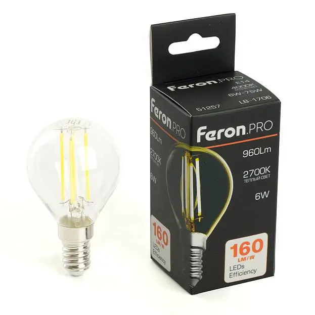 Лампа светодиодная Шарик E14 960LM 6W 175-265V 2700K Feron 51256 LB-1706 Лампа светодиодная Шарик E14 960LM 6W 175-265V 2700K Feron 51256 LB-1706