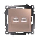 Розетка компьютерная 2-местная RJ-45 (механизм)  Stekker 50004 GLS00-7109-02, серия Катрин, шампань