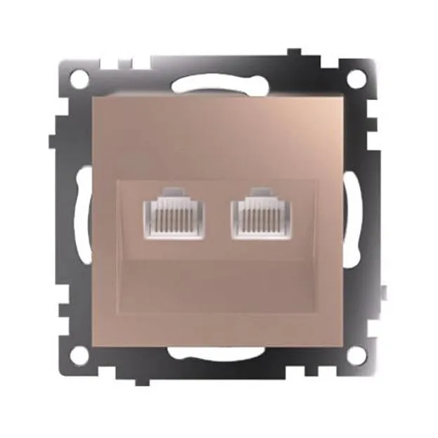 Розетка компьютерная 2-местная RJ-45 (механизм) Stekker 50004 GLS00-7109-02, серия Катрин, шампань Розетка компьютерная 2-местная RJ-45 (механизм) Stekker 50004 GLS00-7109-02, серия Катрин, шампань