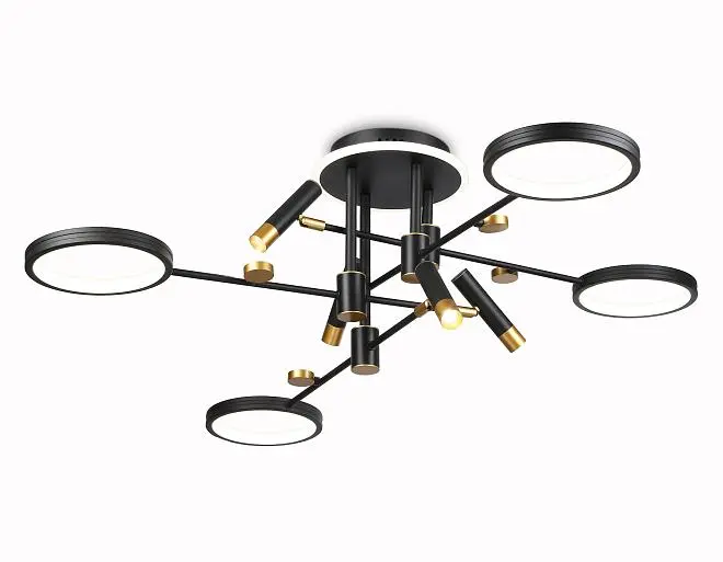Потолочный светодиодный светильник с пультом Ambrella light FL51649/4+4 BK/GD