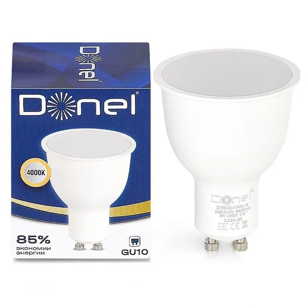 Светодиодная лампа 9Вт, MR16, 220В, GU10, 4000K, 675Лм, Ra>80, 110°, D50хH65мм Donel DN03004N9GU10 DN03 Светодиодная лампа 9Вт, MR16, 220В, GU10, 4000K, 675Лм, Ra>80, 110°, D50хH65мм Donel DN03004N9GU10 DN03