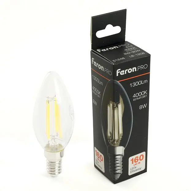 Лампа светодиодная Свеча E14 1300LM 8W 175-265V 4000K Feron 51248 LB-1208 Лампа светодиодная Свеча E14 1300LM 8W 175-265V 4000K Feron 51248 LB-1208