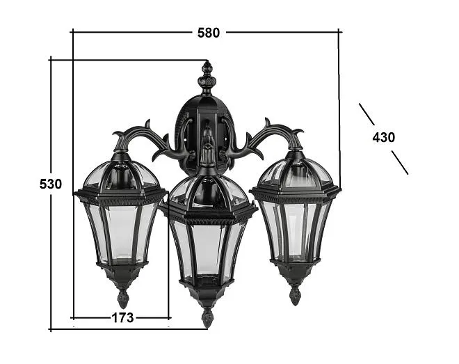 Настенный фонарь уличный Oasis Light 95202S 3 15L Bl ROMA S