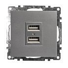 Розетка USB 2-местная (механизм) STEKKER 39588 GLS10-7115-03, 250B, 2,4А Катрин, серебро