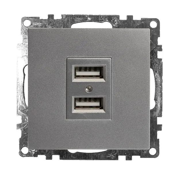 Розетка USB 2-местная (механизм) STEKKER 39588 GLS10-7115-03, 250B, 2,4А Катрин, серебро Розетка USB 2-местная (механизм) STEKKER 39588 GLS10-7115-03, 250B, 2,4А Катрин, серебро