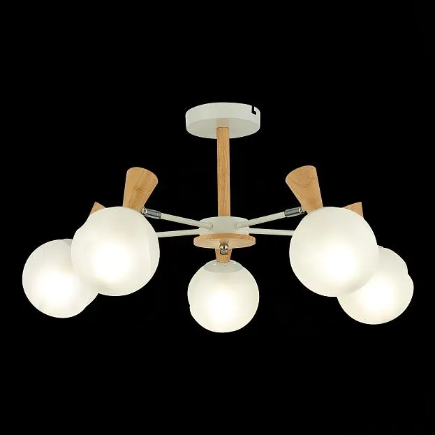 Светильник потолочный Белый Светлое дерево/Белый E14 5*40W Evoluce SLE220702-05 CATANIA