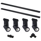 Комплект трековый, черный,4 светильника, 2 шинопровода по 1м, коннекторы ST Luce ST2650.430.04 BASE