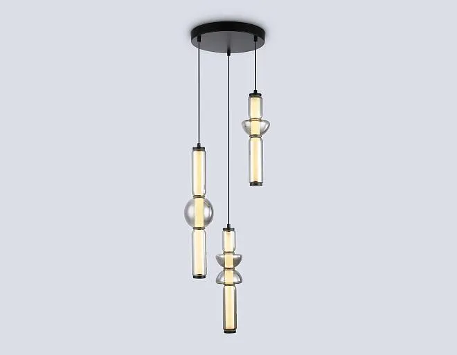 Подвесной светильник Ambrella light LH11026/3 BK/SM черный/дымчатый 40W 3000K D380*1720