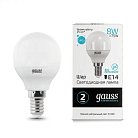 Лампа светодиодная Gauss 53128 E14 8W 4100K матовая Elementary Globe