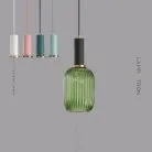 Подвесной светильник IRIS C Модель A. Плафон зеленый. Цвет патрона черный. Lampatron 1352-17819