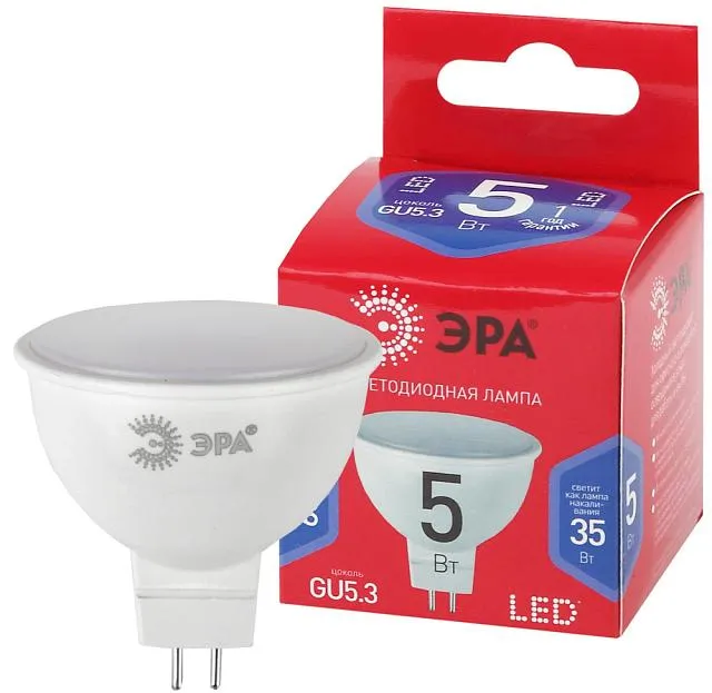 Лампочка светодиодная ЭРА LED MR16-5W-865-GU5.3 R