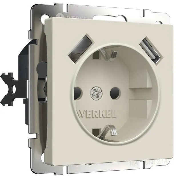 Розетка с заземлением, шторками и USBх2 Werkel W1171562 (айвори матовый) a062426 Розетка с заземлением, шторками и USBх2 Werkel W1171562 (айвори матовый) a062426