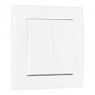 Выключатель двухклавишный с рамкой белый пластик Arte Milano SET06-1-30-2 white SET06-1