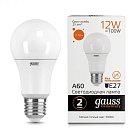 Лампа Gauss 23212 E27 12W 2700K груша матовая Elementary A60