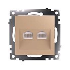 Розетка компьютерная 2-местная RJ-45 (механизм)  Stekker 50009 GLS00-7109-08, серия Катрин, золото