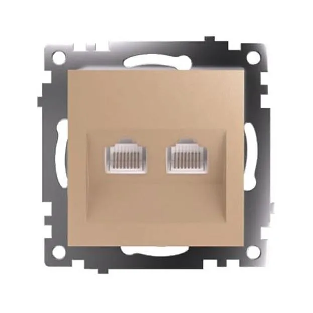 Розетка компьютерная 2-местная RJ-45 (механизм) Stekker 50009 GLS00-7109-08, серия Катрин, золото Розетка компьютерная 2-местная RJ-45 (механизм) Stekker 50009 GLS00-7109-08, серия Катрин, золото
