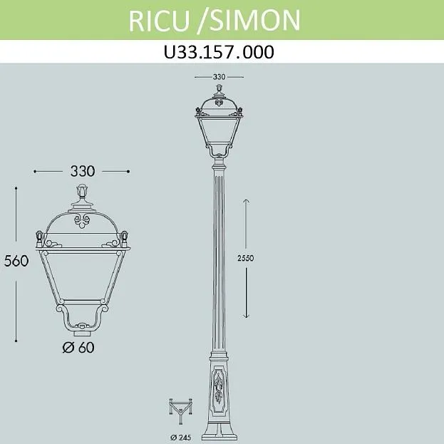 Наземный фонарь IP55 Fumagalli U33.157.000.AYH27 Simon Наземный фонарь IP55 Fumagalli U33.157.000.AYH27 Simon