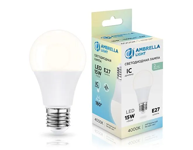 Светодиодная лампа Лон A60 15W 4000K Ambrella light 601504 Светодиодная лампа Лон A60 15W 4000K Ambrella light 601504