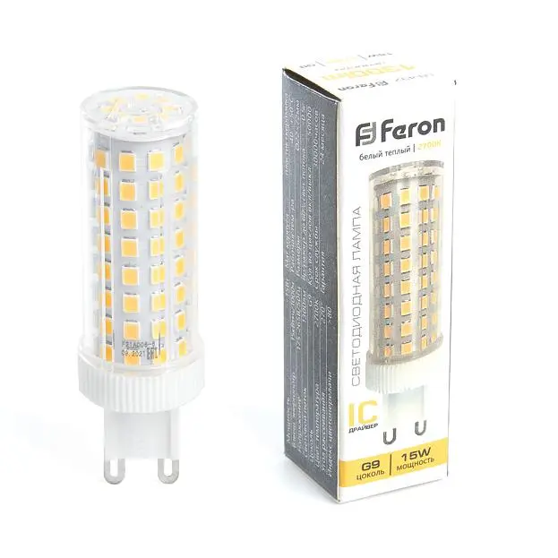 Лампа светодиодная Feron 38212 LB-437 G9 15W 2700K Лампа светодиодная Feron 38212 LB-437 G9 15W 2700K
