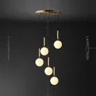 Готовая комбинация светильников POLARIS MORE 5 подвесов. Плафоны белые матовые Lampatron f-polaris-more-5-white 7343-20222