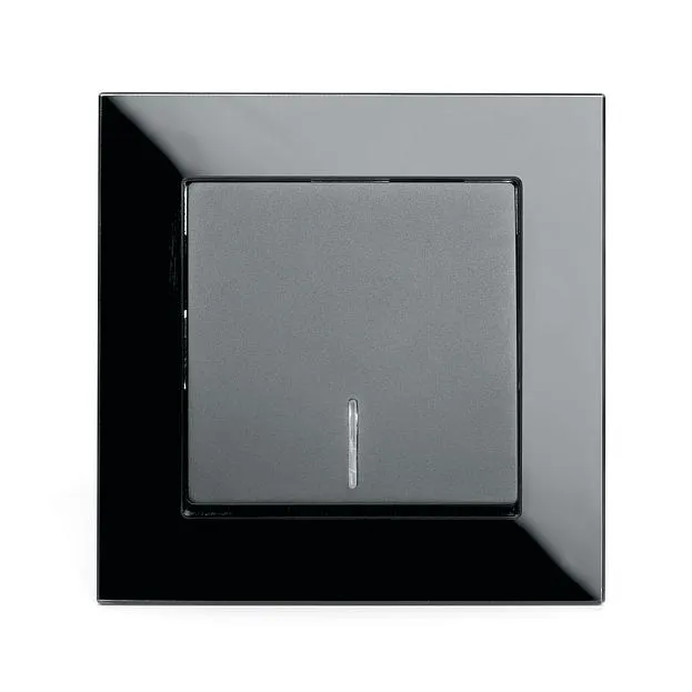 Выключатель 1-клавишный c индикатором 250В 10А серия Катрин черный Stekker 39503 GLS10-7001-05