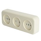Розетка 3-местная б/з (RA 16-344-БЖ) пластик АВС 250В 16А IP20 слоновая кость Stekker 49055 PST16-50-20
