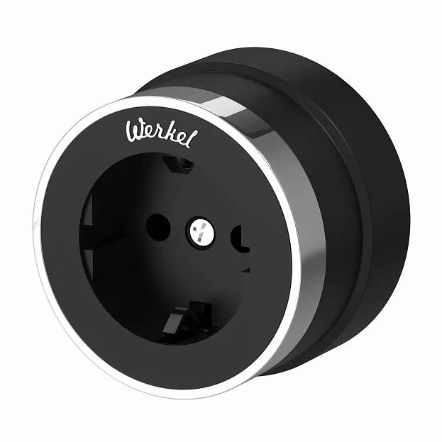 Розетка с заземлением Werkel W5871051 (черный матовый/хром) a055919 Розетка с заземлением Werkel W5871051 (черный матовый/хром) a055919