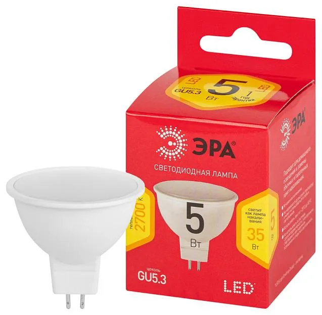 Лампочка светодиодная ЭРА LED MR16-5W-827-GU5.3 R