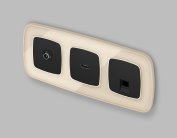 Комплект механизма компьютерной розетки RJ-45 (8P8C) CAT6A экранированной с автоматической защитной шторкой OMEGA Черный матовый Volt MO812005 QUANT