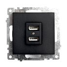 Розетка USB 2-местная (механизм) STEKKER 39616 GLS10-7115-05, 250B, 2,4А Катрин, черный