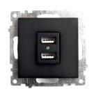 Розетка USB 2-местная (механизм) STEKKER 39616 GLS10-7115-05, 250B, 2,4А Катрин, черный