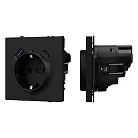 Механизм розетки с USB зарядкой SCT-NOBE-MUAC-SFPL-BK (230V, 16A) Arlight 054285